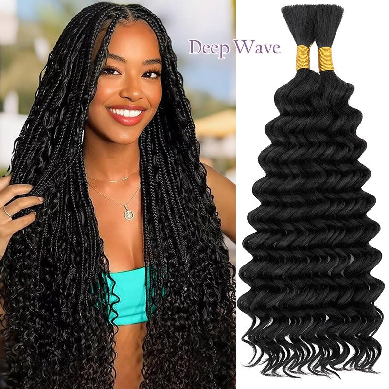 Human Hair Bulk for Braiding - Unprocessed Brazilian Virgin Wavy Hair Extensions