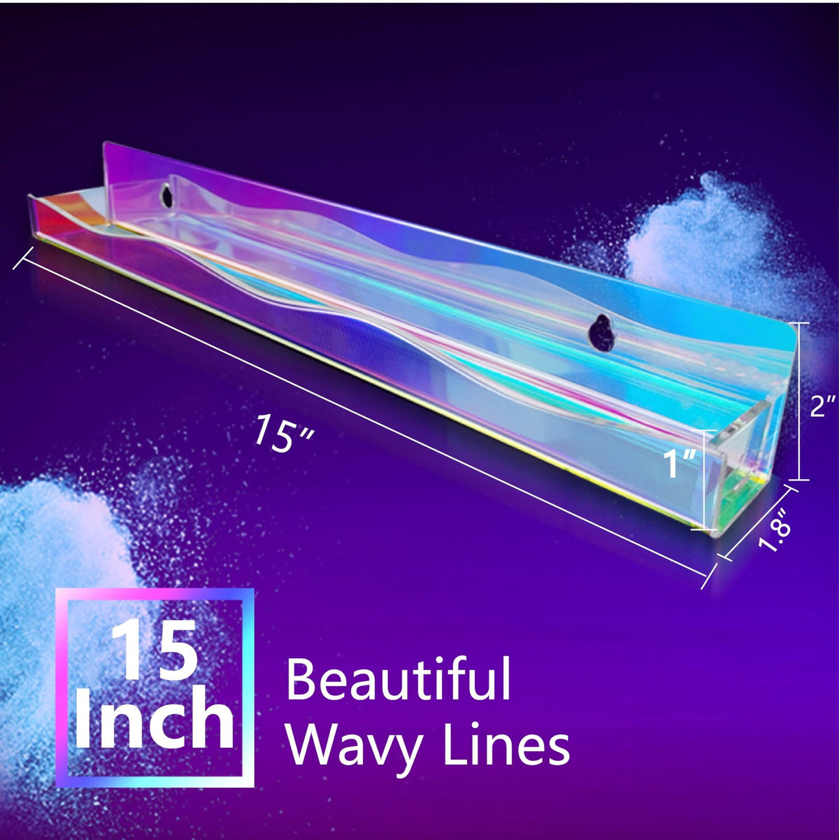 15-Inch Wall Mounted Nail Polish Rack Organizer 6 Pack Rainbow Acrylic Shelf