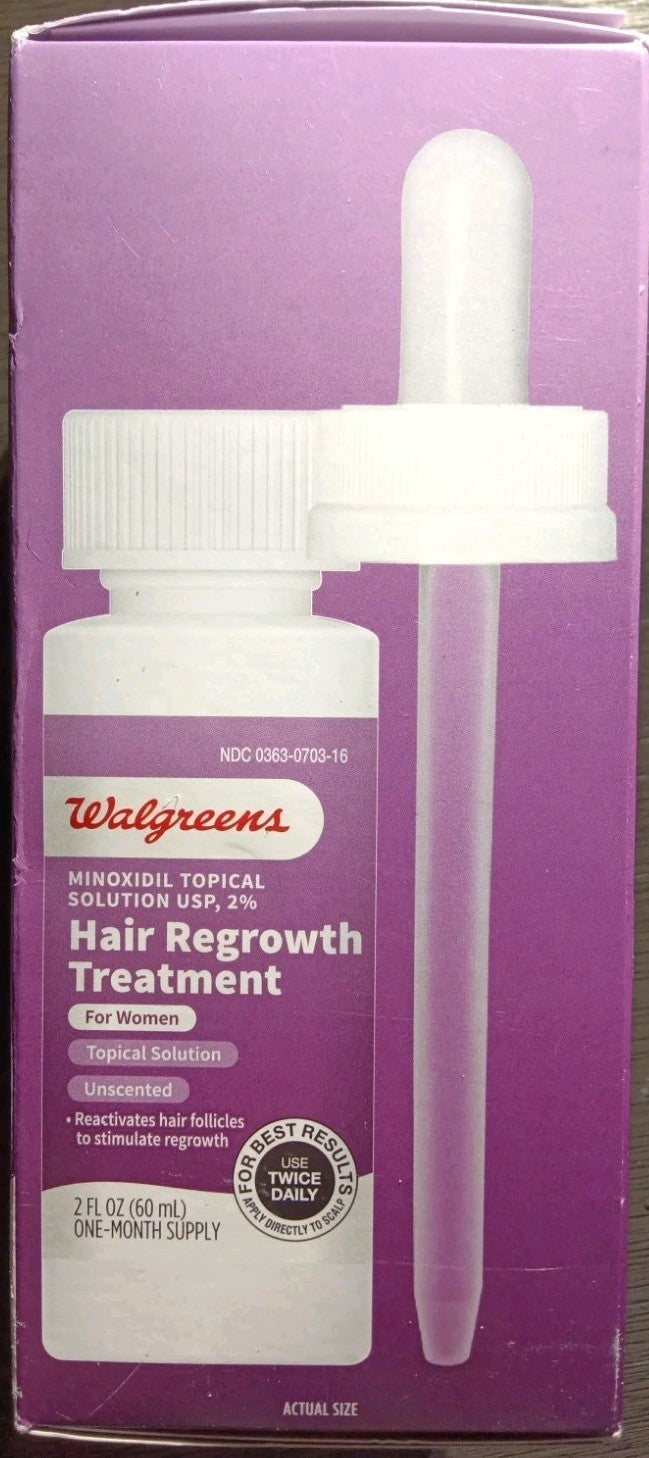 2 WALGREENS WOMEN'S ROGAINE 2% MINOXIDIL HAIR REGROWTH TREATMENT