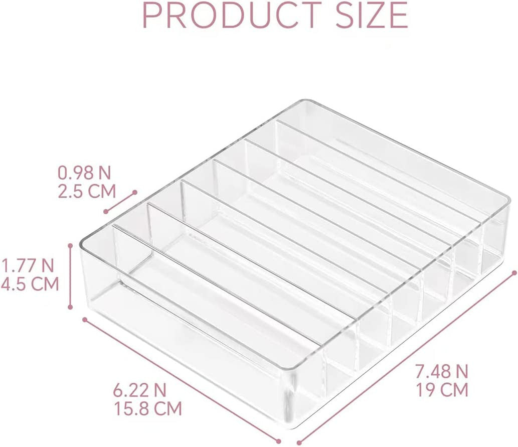 Acrylic Makeup Organizer with 7 Slots for Eyeshadow, Lipstick & Blush