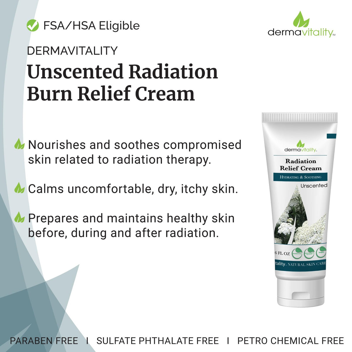 Radiation Burn Relief Cream - Unscented, Soothing, 6 oz