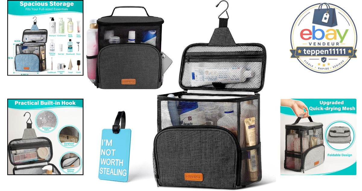 Full Size Waterproof Hanging Toiletry Bag Travel Organizer for College