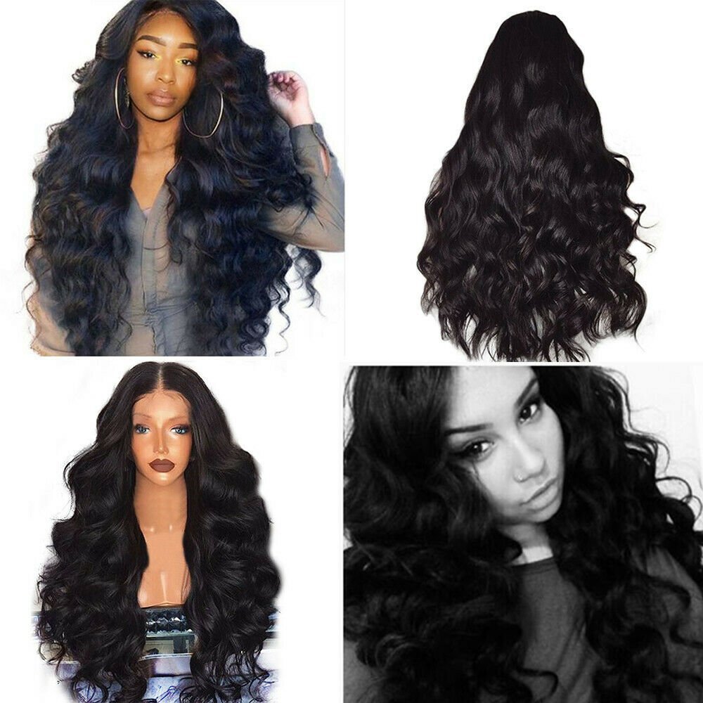 Long Black Body Wave Wig for Women - Natural Curly & Wavy Hair, Party & Casual Use
