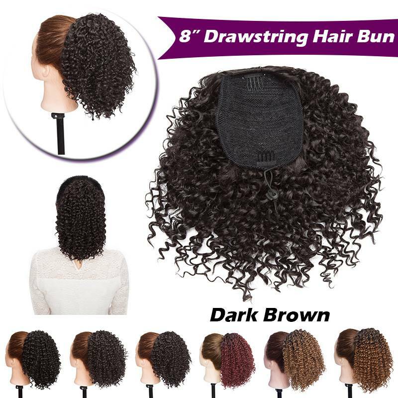 Afro Kinky Curly Ponytail Extensions Clip-In Hair Bun High Puff - Multiple Colors