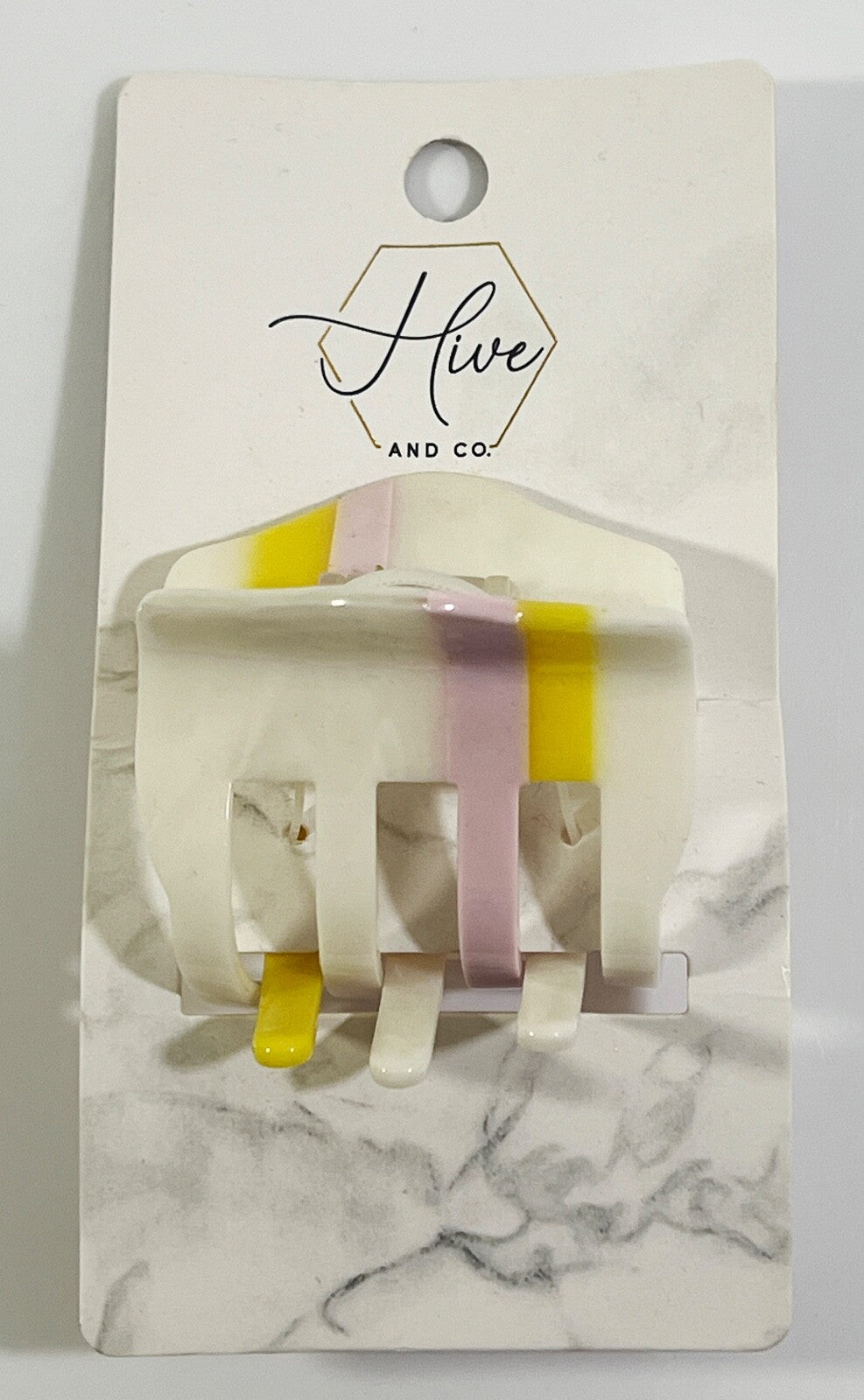 HIVE AND CO HAIR CLIPS WHITE YELLOW PURPLE PACK OF 2
