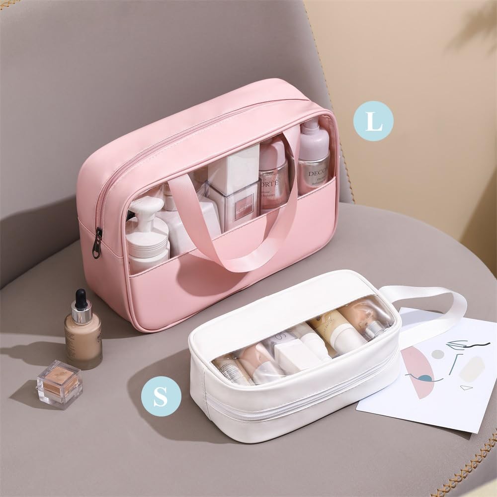 Large Clear Toiletry Bag Set - 3 Pcs Waterproof Travel Organizer for Women