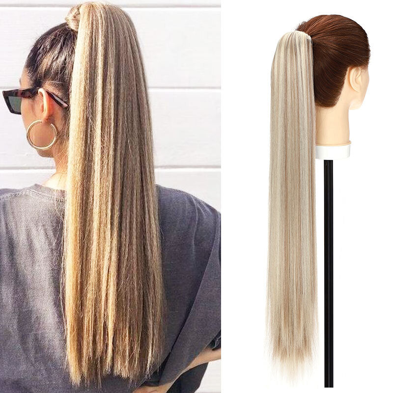 26-Inch Real Human Hair Ponytail Extension with Claw Clip - Thick Hairpiece