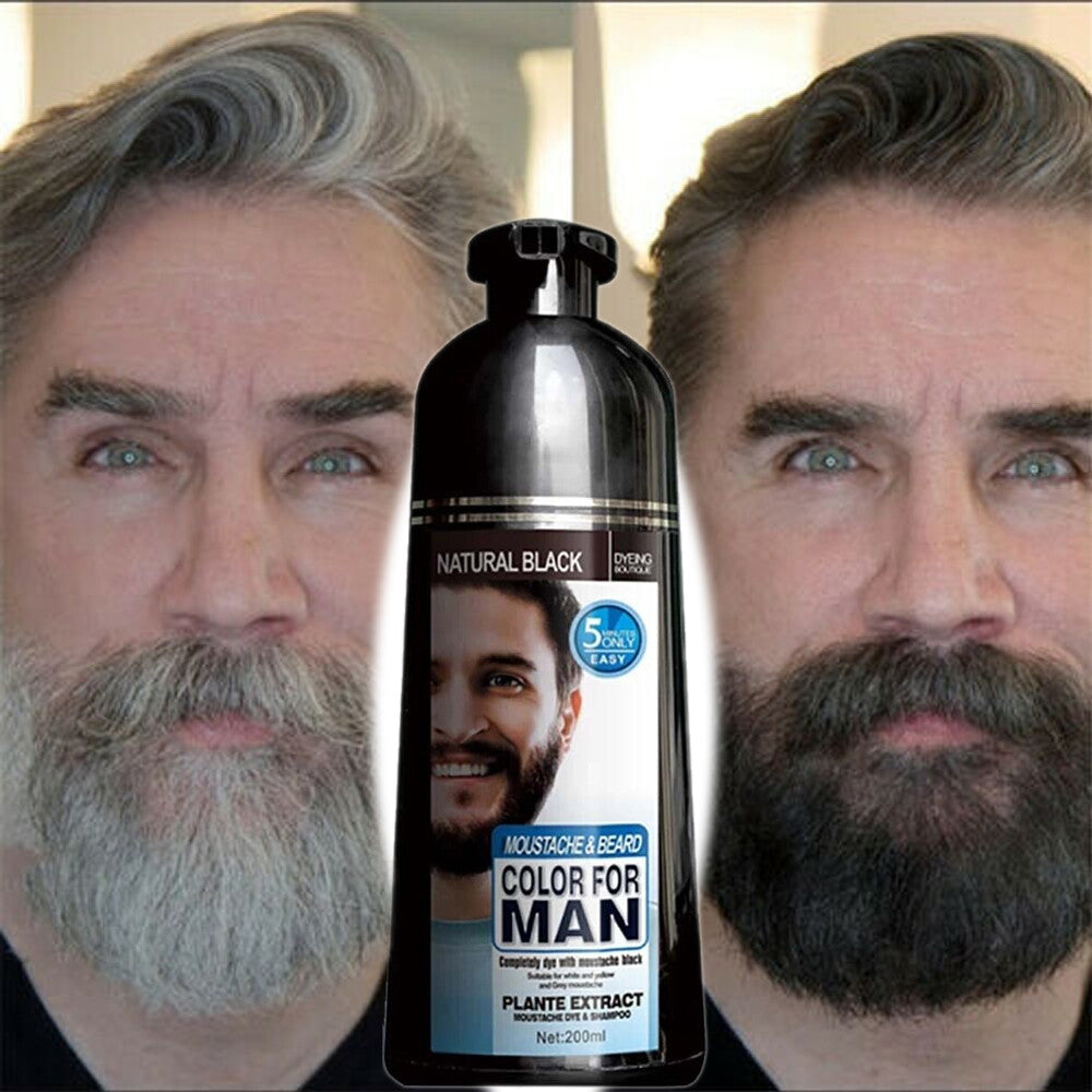 Beard & Hair Color Dye Shampoo 200ml - Black
