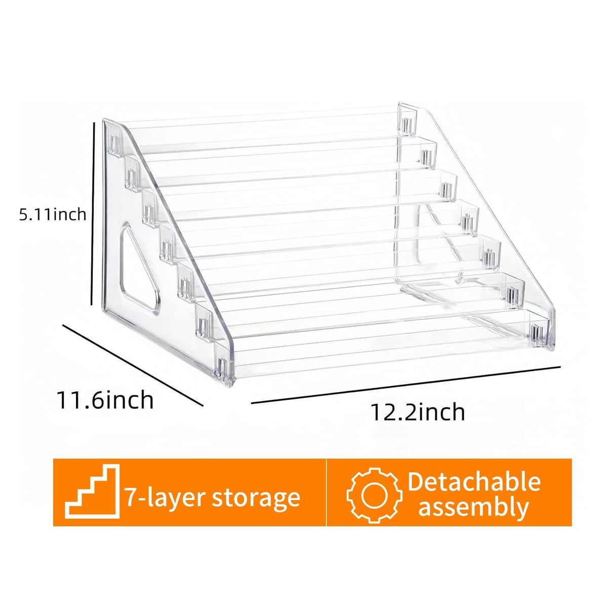 7-Layer Acrylic Nail Polish Organizer Display Case with Detachable Stand