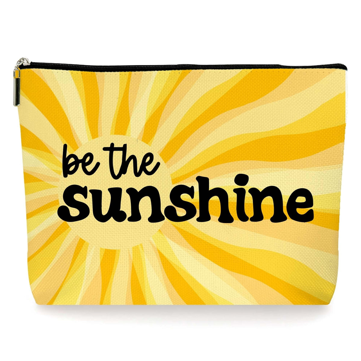 Yellow Boho Makeup Bag Cosmetic Organizer - Waterproof Canvas Travel Case