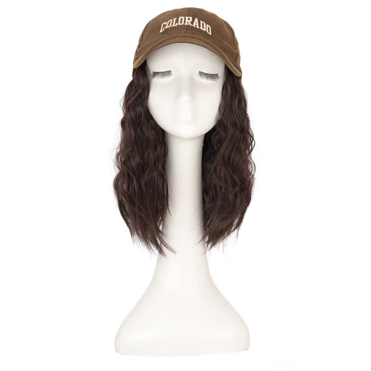 8-Inch Curly Baseball Cap with Synthetic Ponytail Hair Extensions - Natural Look