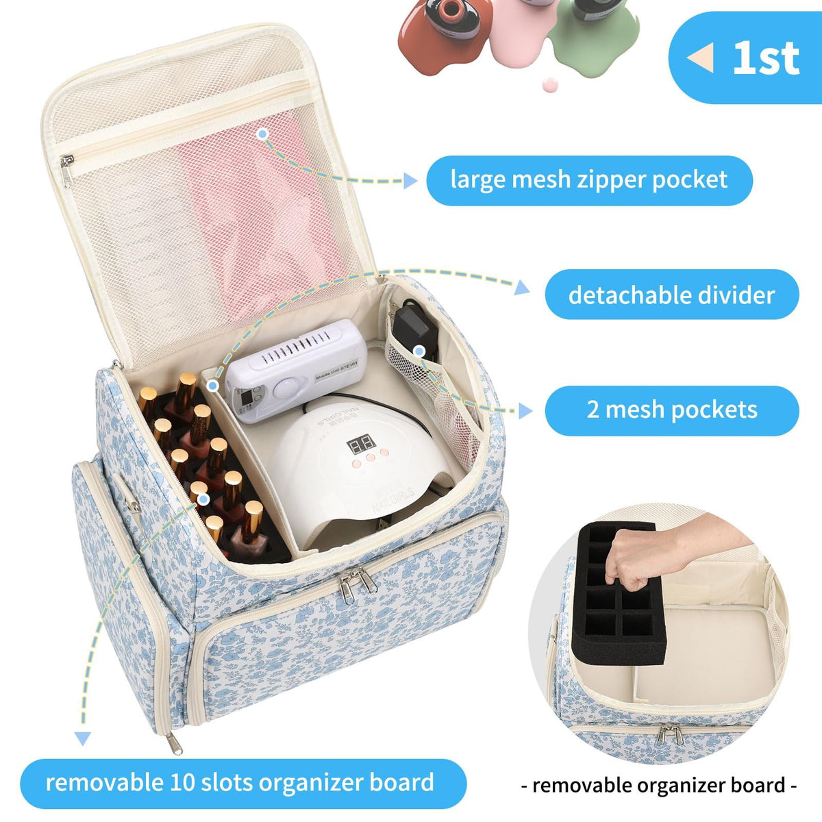 Extra Large Nail Polish Organizer Case Holds 86+ Bottles Travel Storage