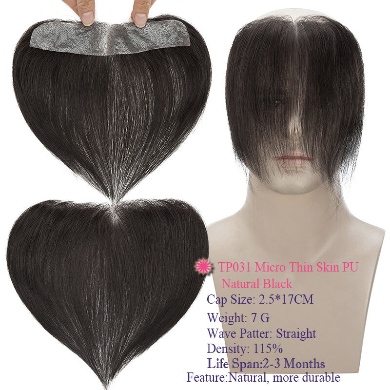 Men's Thin Skin Hair Replacement Toupee Human Hair System with Full PU Base