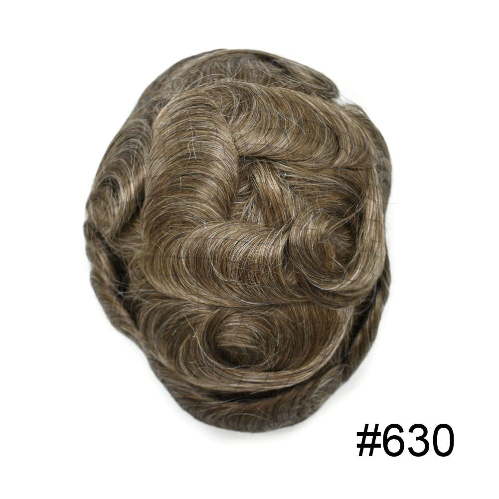 French Lace Front Mens Hair Toupee with Poly PU Base - Natural Hair Replacement System