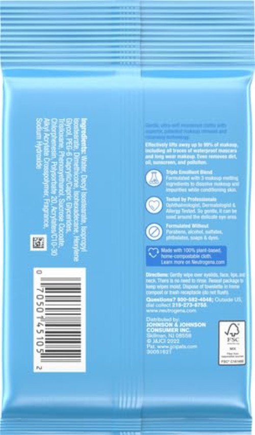 Pack of 3 Ultra Soft Makeup Remover Wipes - Individually Wrapped for Sensitive Skin