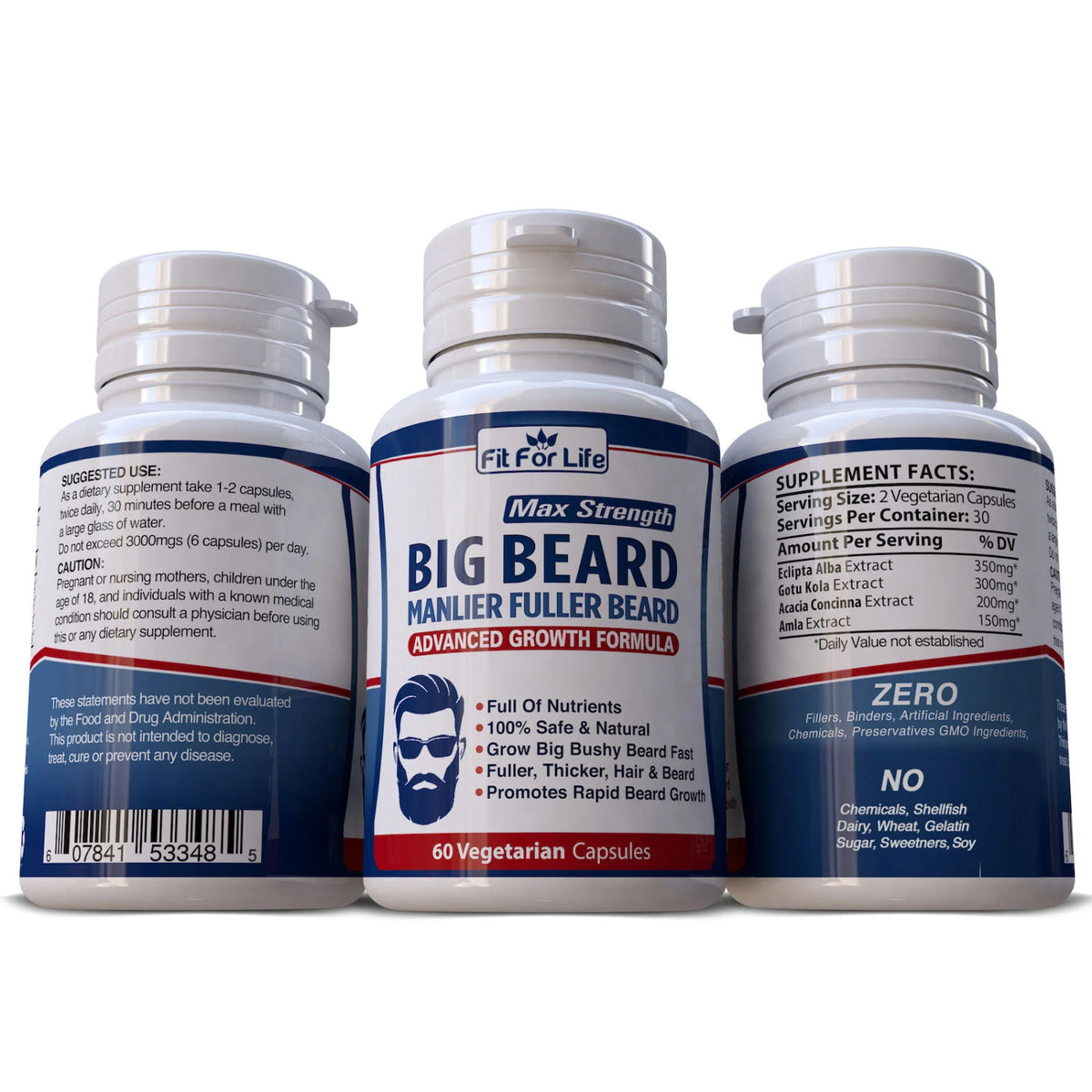 Facial Hair Growth Herbal Vitamins - 120 Capsules