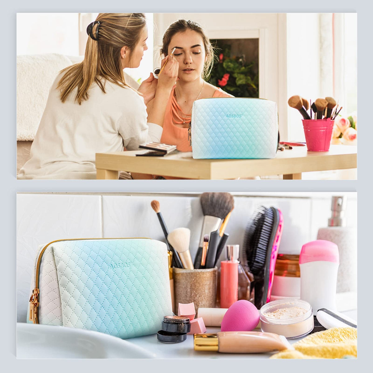 Small Travel Makeup Bag with Multiple Compartments and Elegant Design