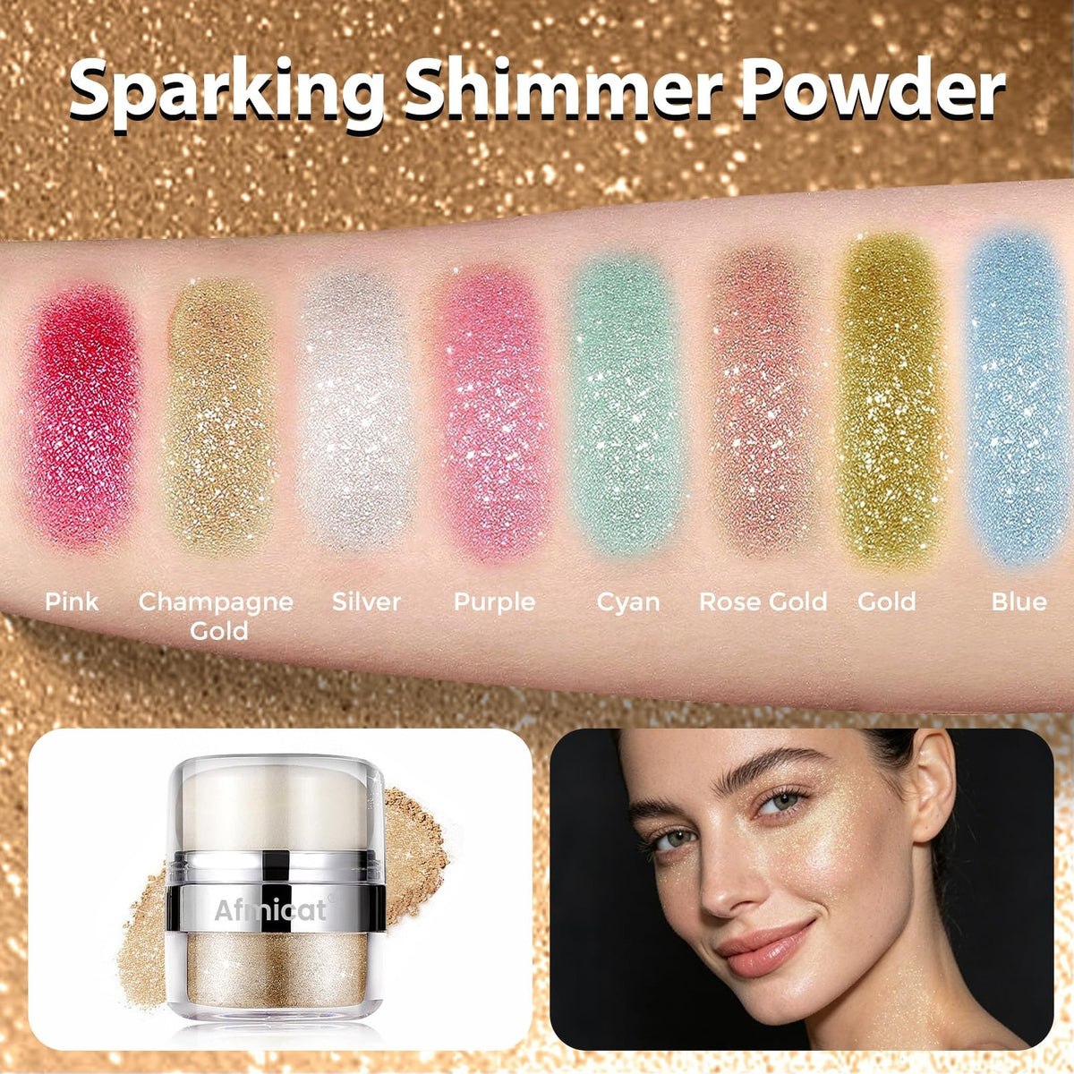 Body Shimmer Powder Sparkle Makeup - Champagne Gold 1.13 oz