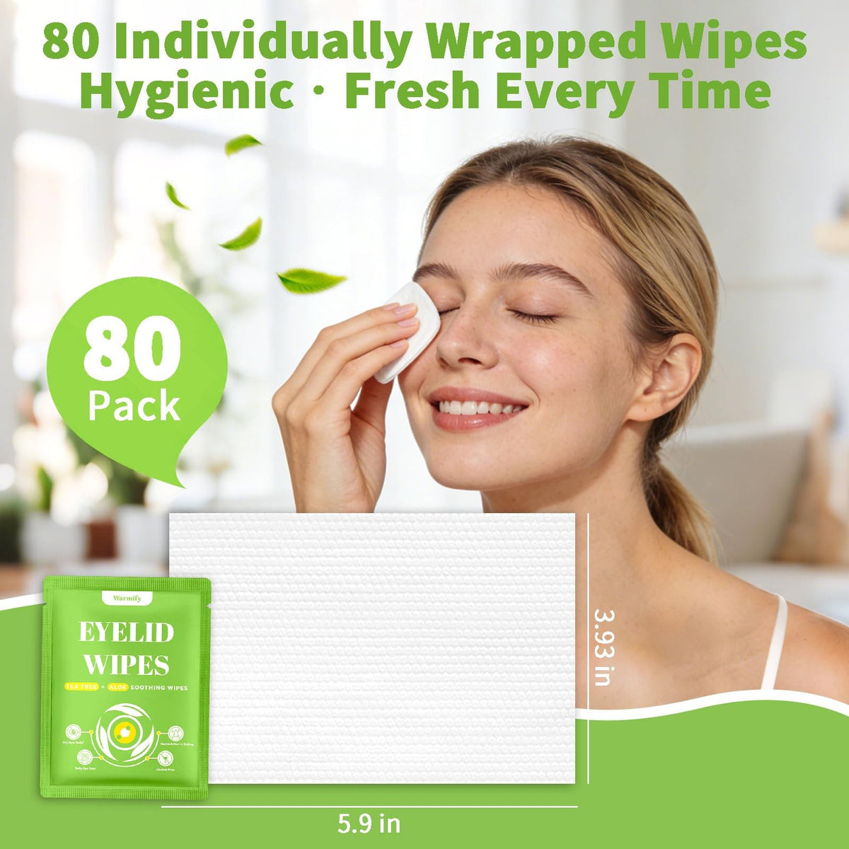 Tea Tree Oil Eyelid Wipes - Individually Wrapped, Gentle Eye & Lash Cleanser