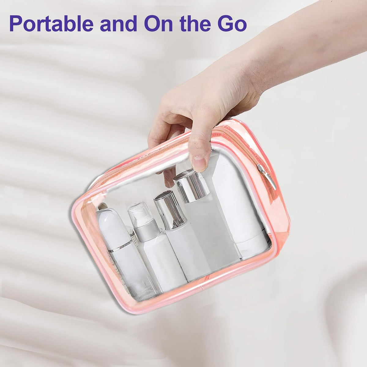 Clear Makeup Bags Set of 4 - TSA Approved Waterproof Toiletry Organizer