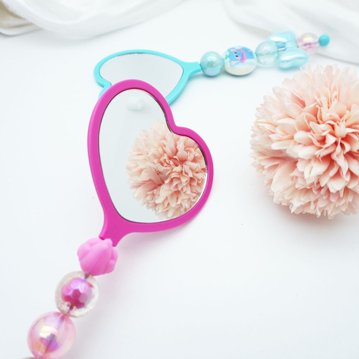 Colorful Beadable Heart Mirrors Set - 10 Pack, Portable 9.05 x 1.1 Inches