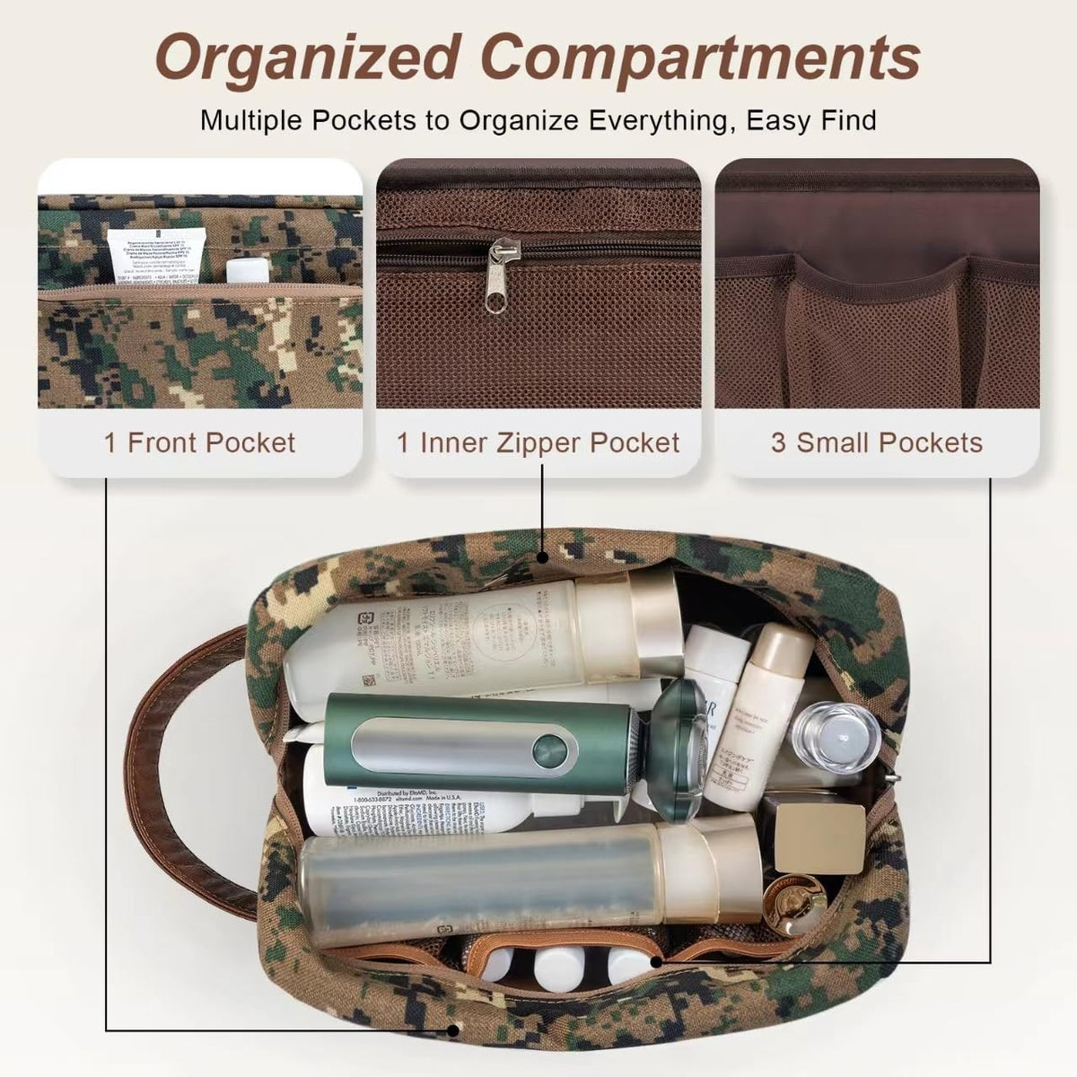 Travel Toiletry Bag for Men Water-Resistant Organizer with Hanging Handle