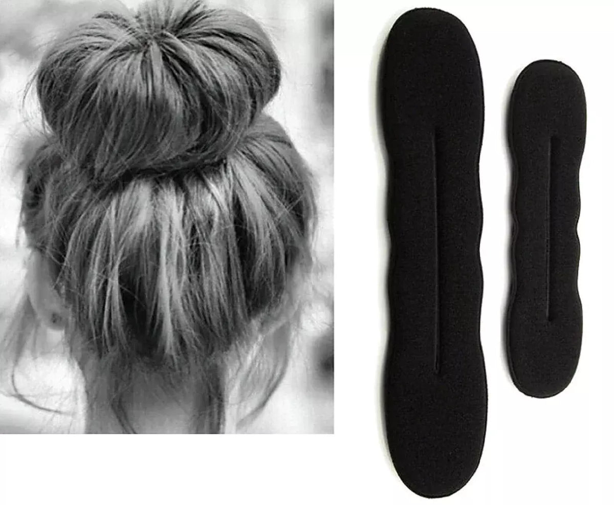 4Pcs Black Magic Foam Sponge Bun Maker Hair Donut Ponytail Clip Twist