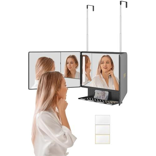 3-Way LED Lighted Makeup & Hair Styling Mirror with Storage Shelf