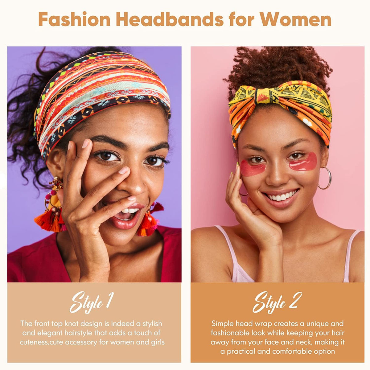Women's Wide Boho Knotted 1 Count (Pack of 8), No13(boho colors 8 pcs)
