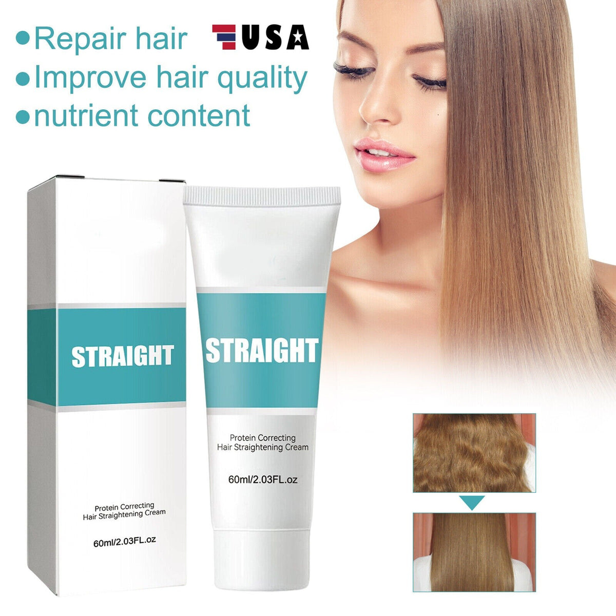 Protein Hair Straightening Cream Silk & Gloss 60ml - Straighten & Shine