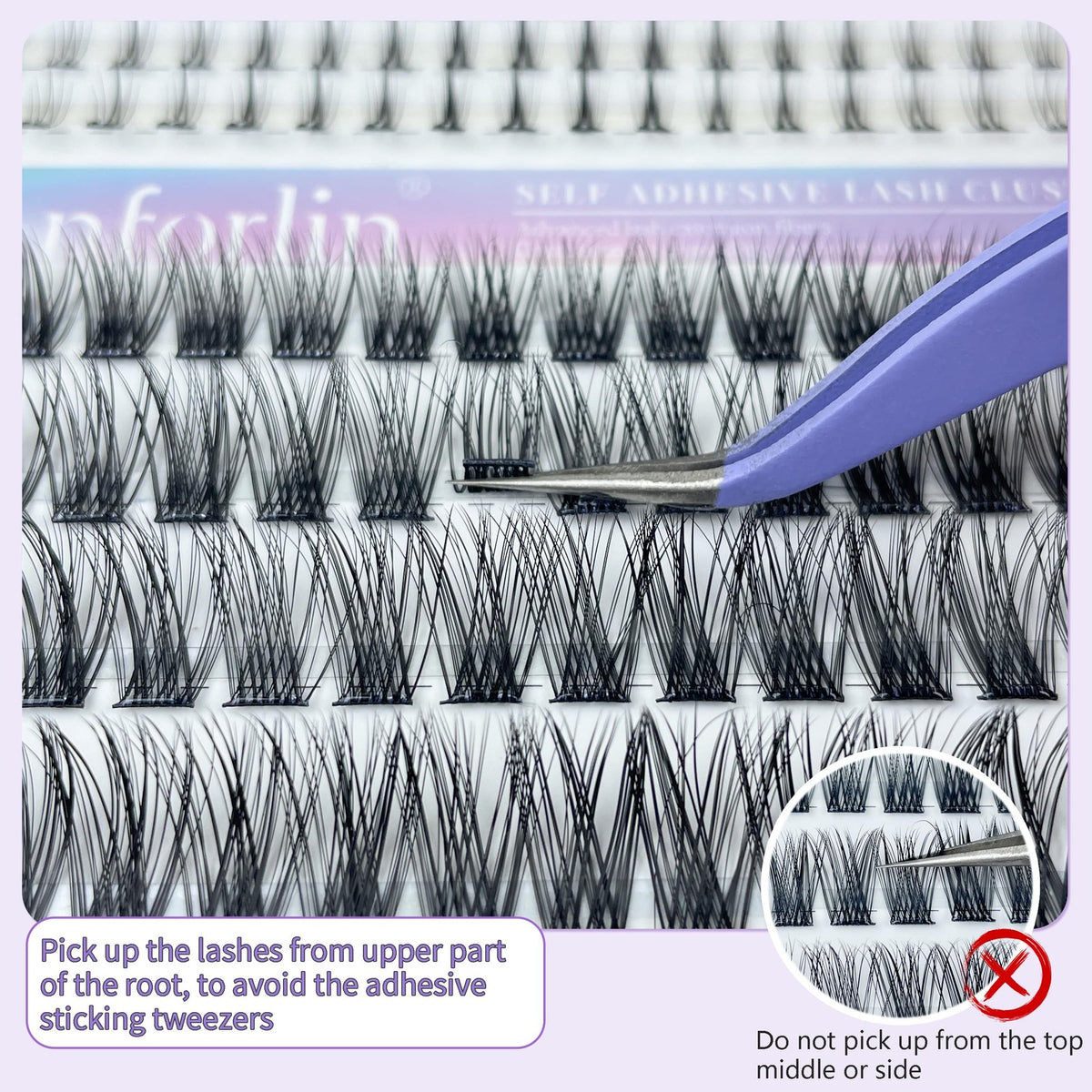 Self Adhesive Eyelash Clusters 10-18mm with Bottom Lashes - Natural Look Pack of 106
