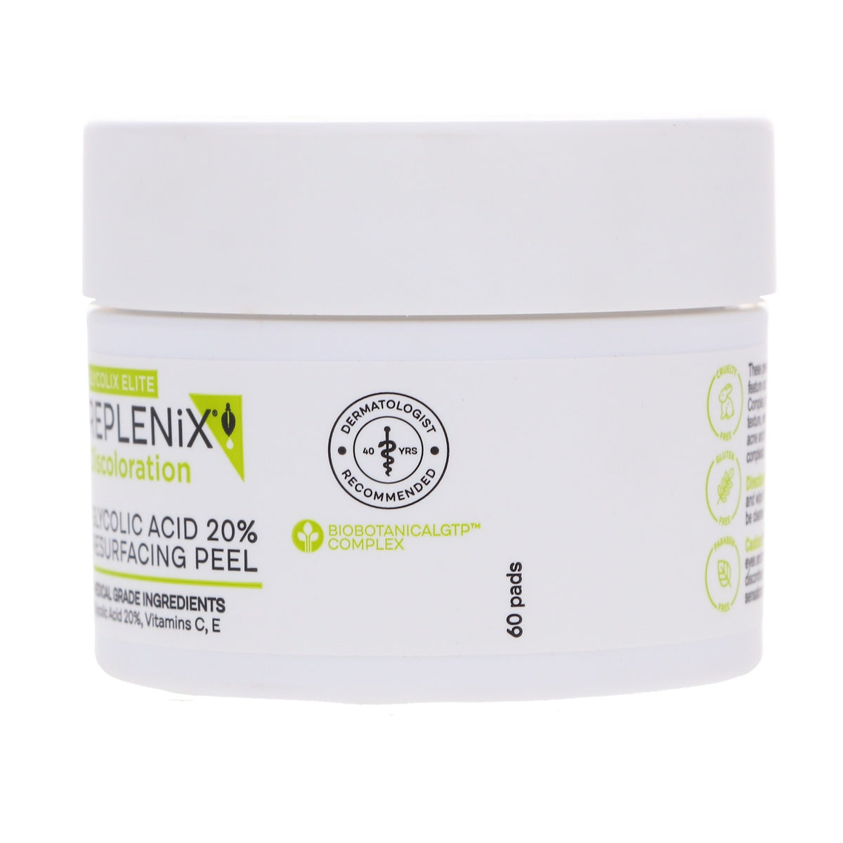 Glycolic Acid Resurfacing Peel Pads 20% - Exfoliating Skin Care, 60 Count