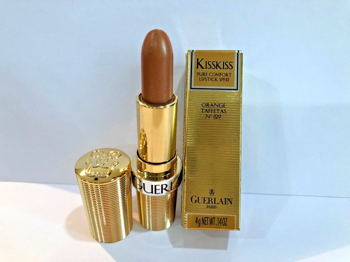 Guerlain KissKiss Pure Comfort Lipstick Orange Taffetas No. 129 NIB
