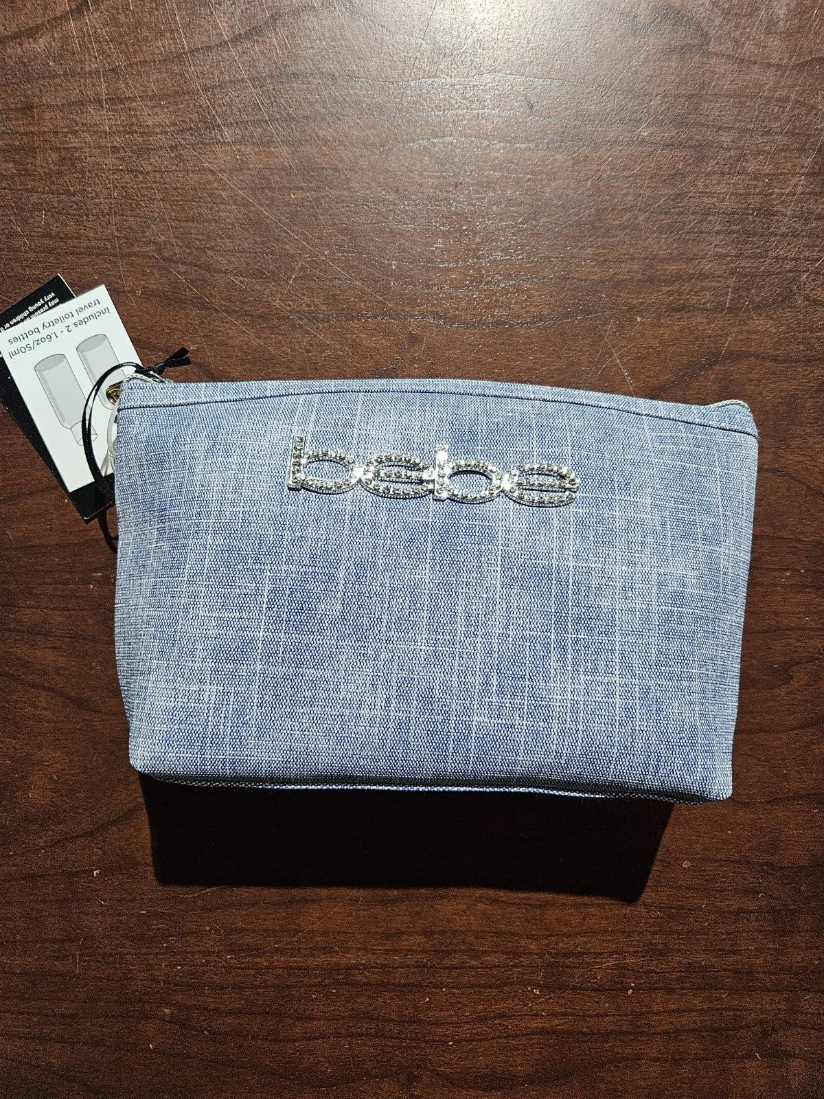 Women's Travel Toiletry Bag with Bottles - Denim Makeup Organizer