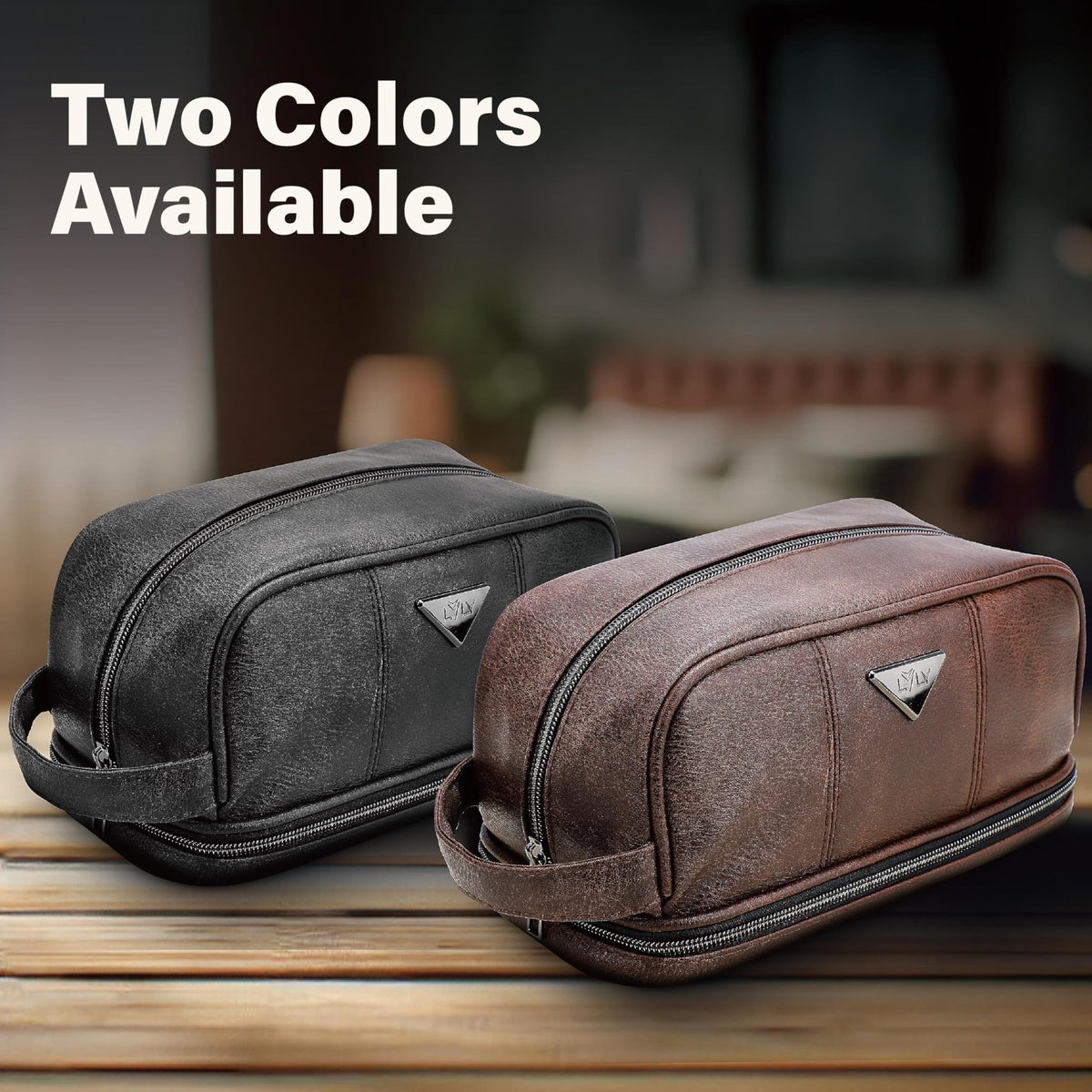 Leather Travel Toiletry Bag for Men & Women Water Resistant Organizer