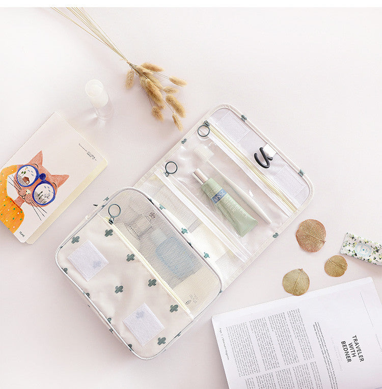 Travel Makeup Organizer Hanging Bag with Multi Mesh Pouches and Waterproof Exterior