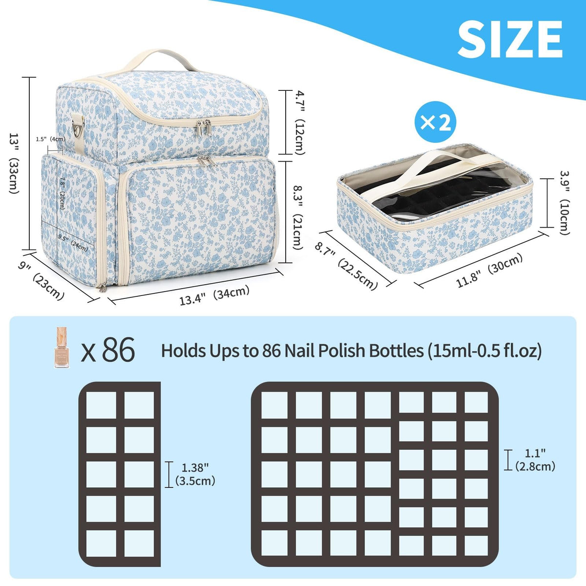 Extra Large Nail Polish Organizer Case Holds 86+ Bottles Travel Storage