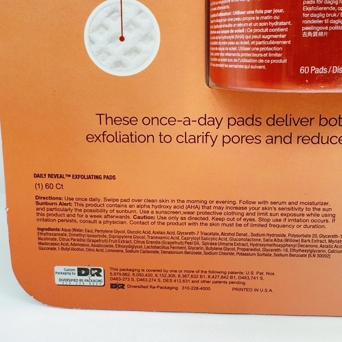 StriVectin Daily Reveal Exfoliating Pads 60 Ct AHAs BHAs PHAs TXA