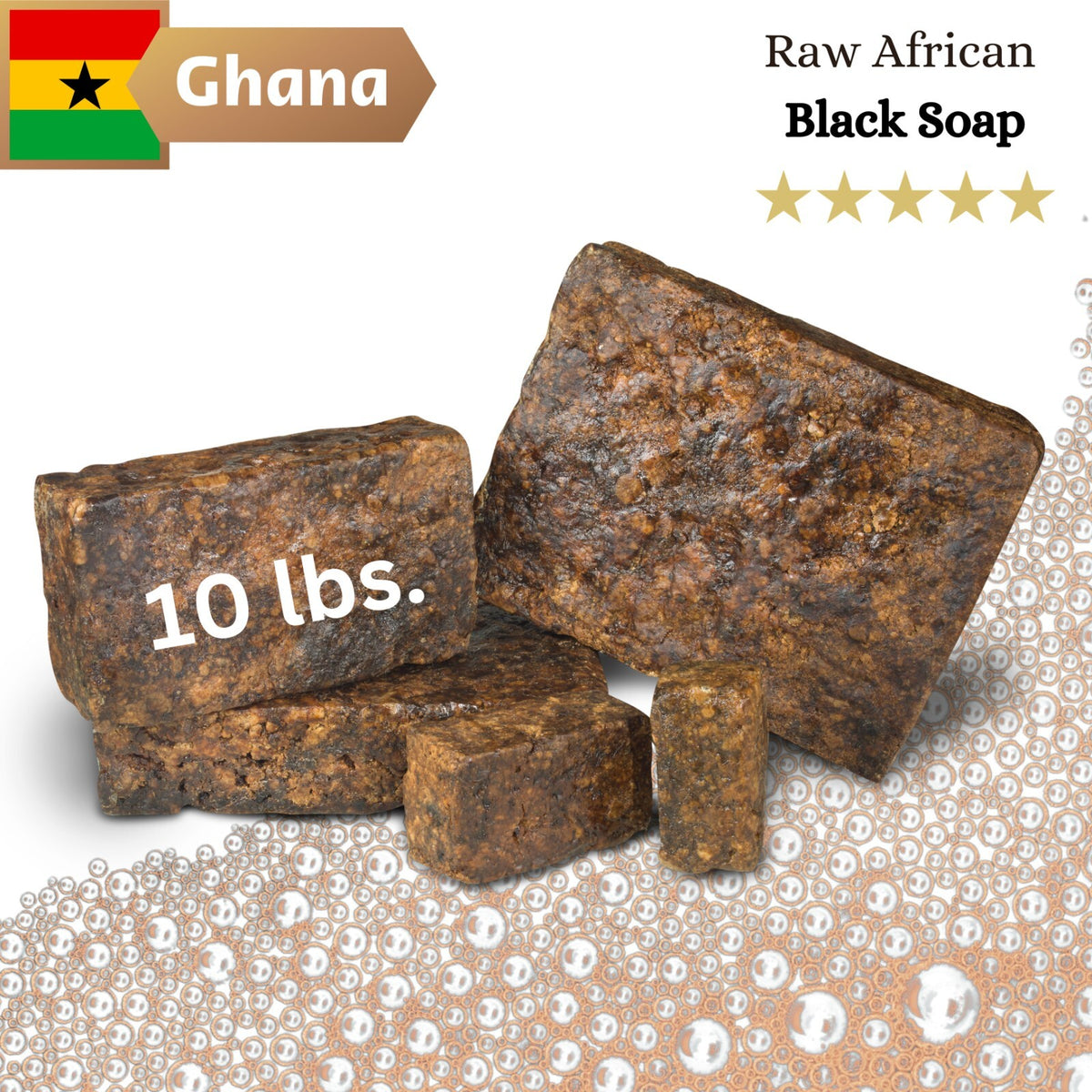 African Black Soap Bar 10 lbs Organic Natural Unrefined Handmade Skin & Hair Care
