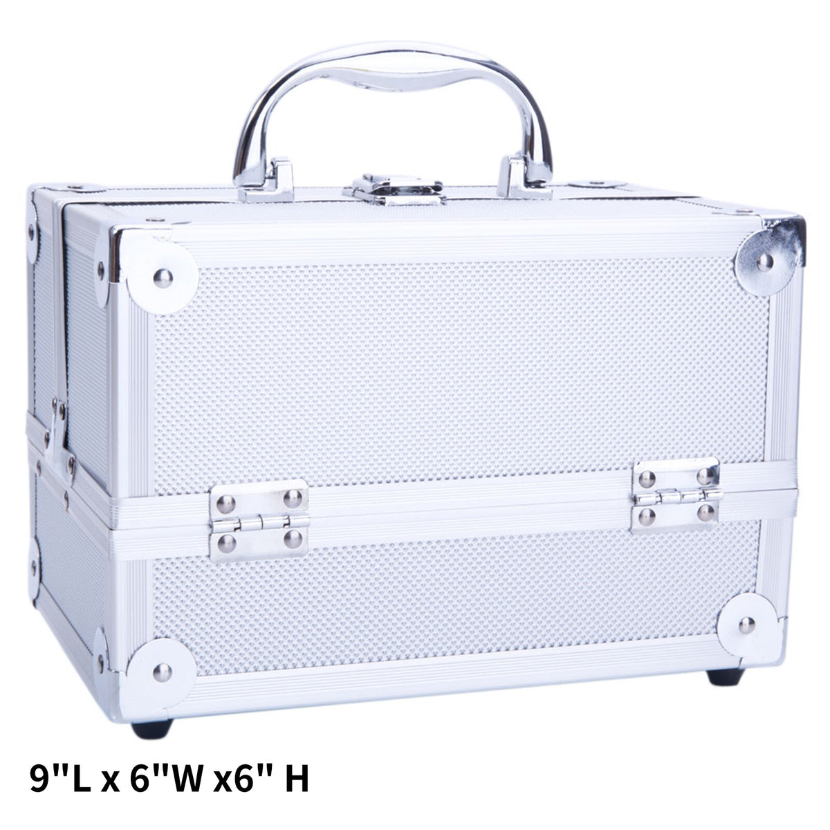 Aluminum Makeup Train Case with Wheels, Portable Cosmetic Organizer
