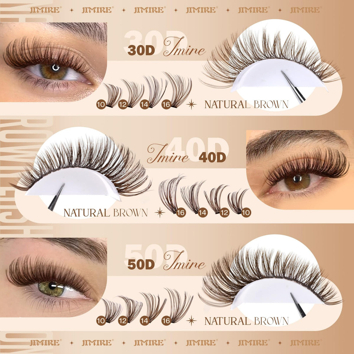 Brown Eyelash Clusters Set - 6 Styles Mixed D Curly Lash Extensions 476 pcs