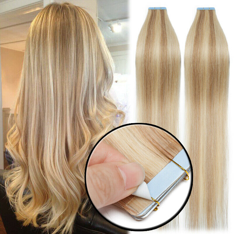 Remy Hair Tape-In Extensions Full Head 40pc Natural Straight Human Hair