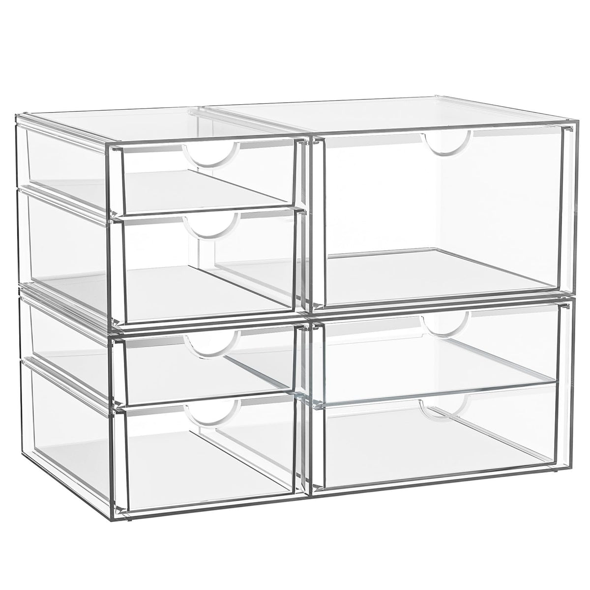 Stackable Acrylic Storage Drawers for Makeup, Bathroom, and Office Organization - 7 Compartments