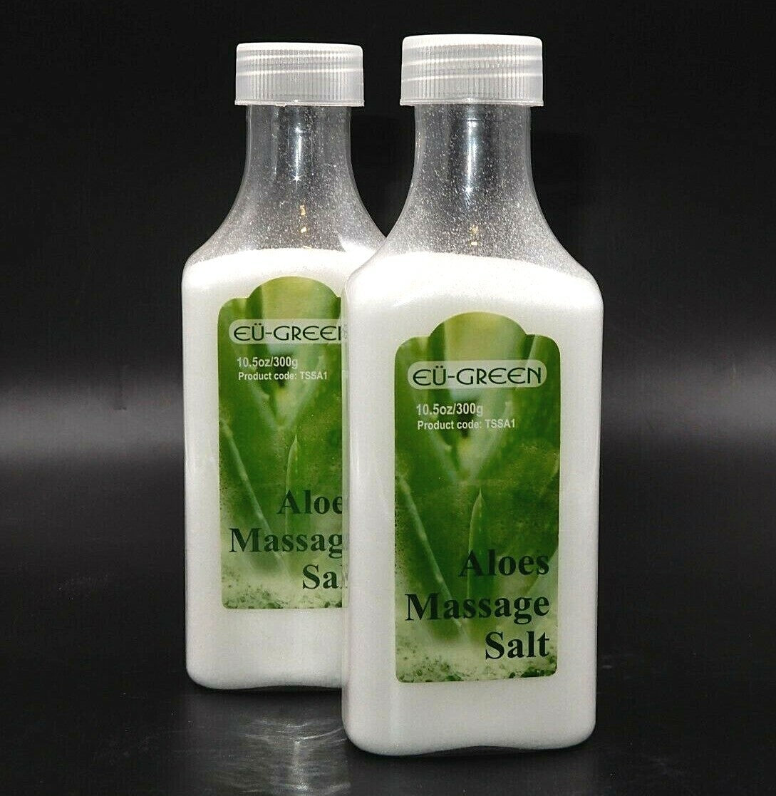 2 BOTTLES NATURAL SEA SALT MINERAL MASSAGE SCRUBBING SALTS 10-1/2 OZ
