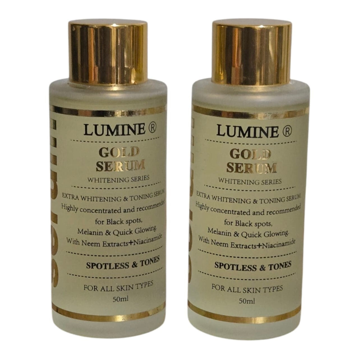 Lumine Gold Spotless Toning Serum - 50ml, Pack of 2 for Radiant Skin