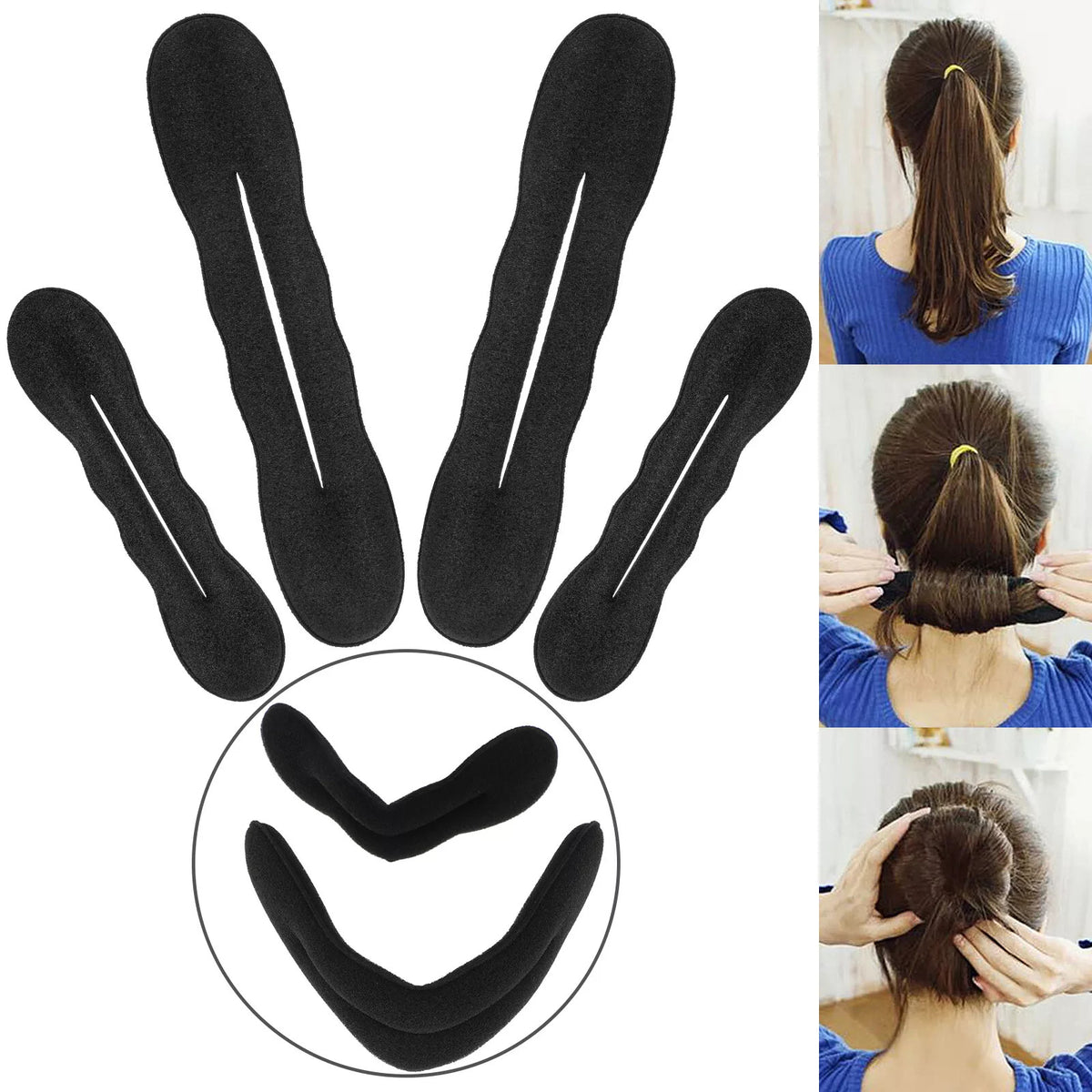 6× Hair Donut Bun Maker Magic Styling French Chignon Ballet Sock Updo