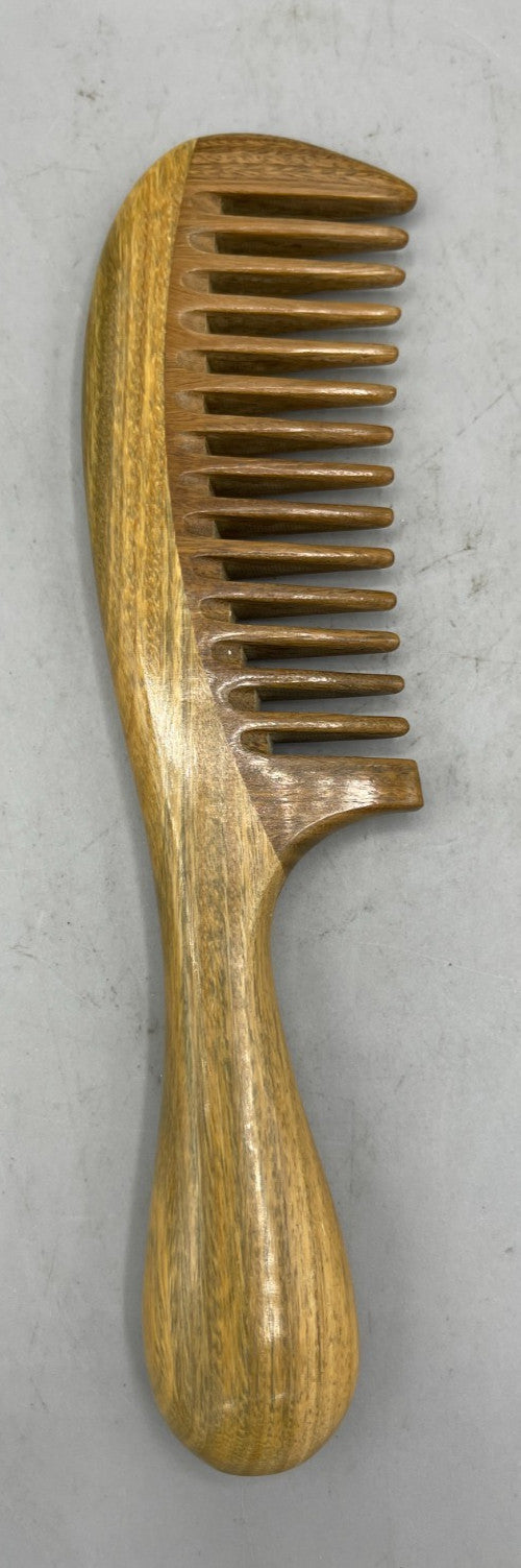 Handmade Green Sandalwood Hair Detangler Wooden Comb - Natural & Eco-Friendly