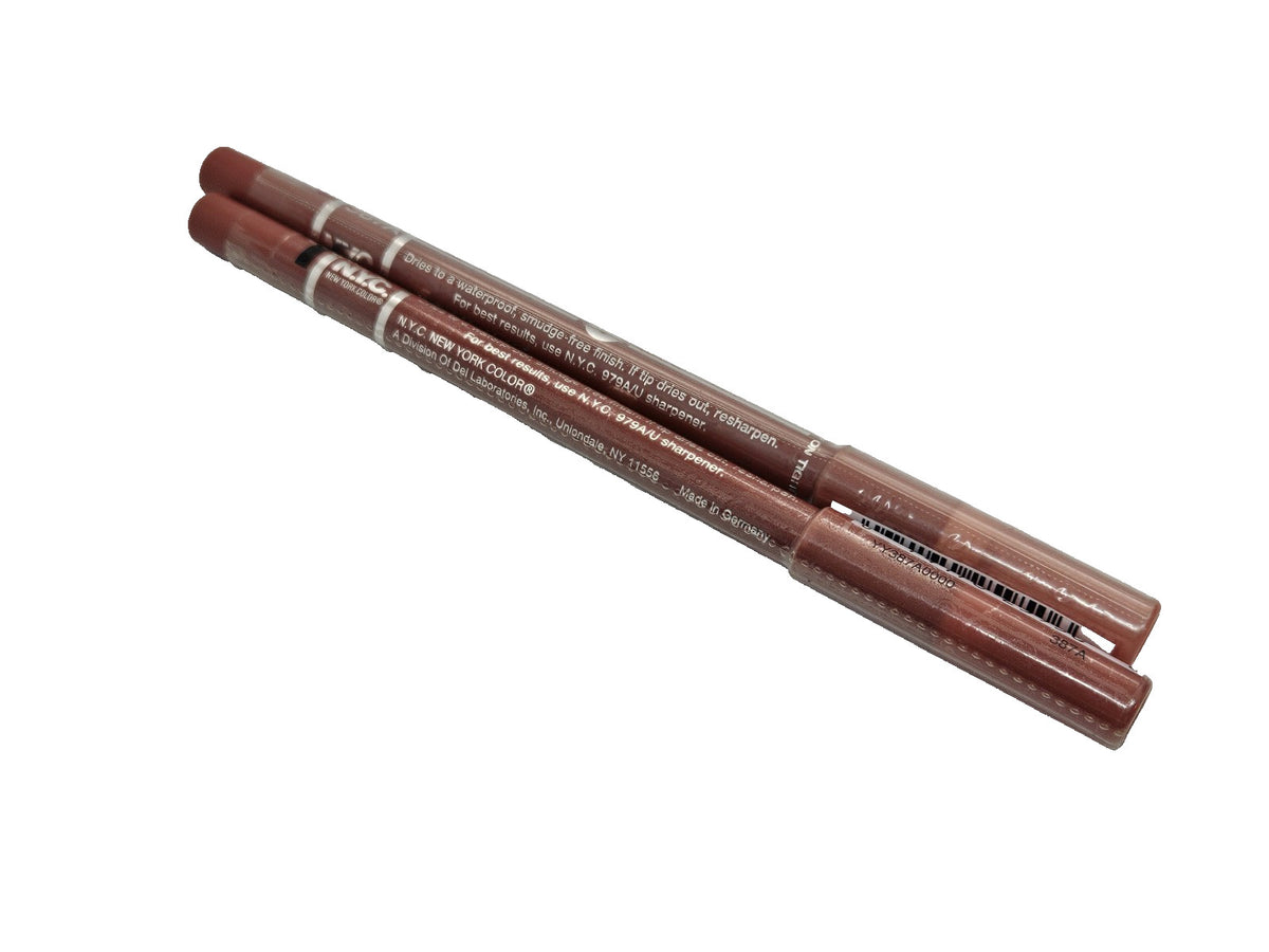 NYC Waterproof Lipliner Pencil 387A Pink Brown - Pack of 2, Sealed