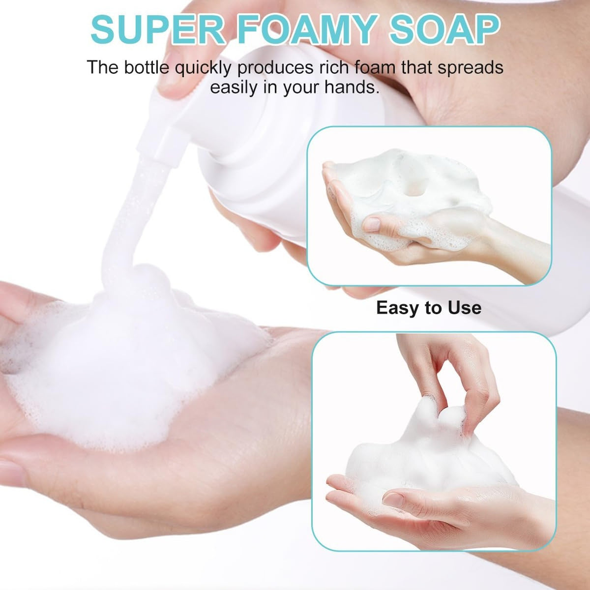 3 Pack 100ML Clear Plastic Foam Soap Dispensers with Spray Pump