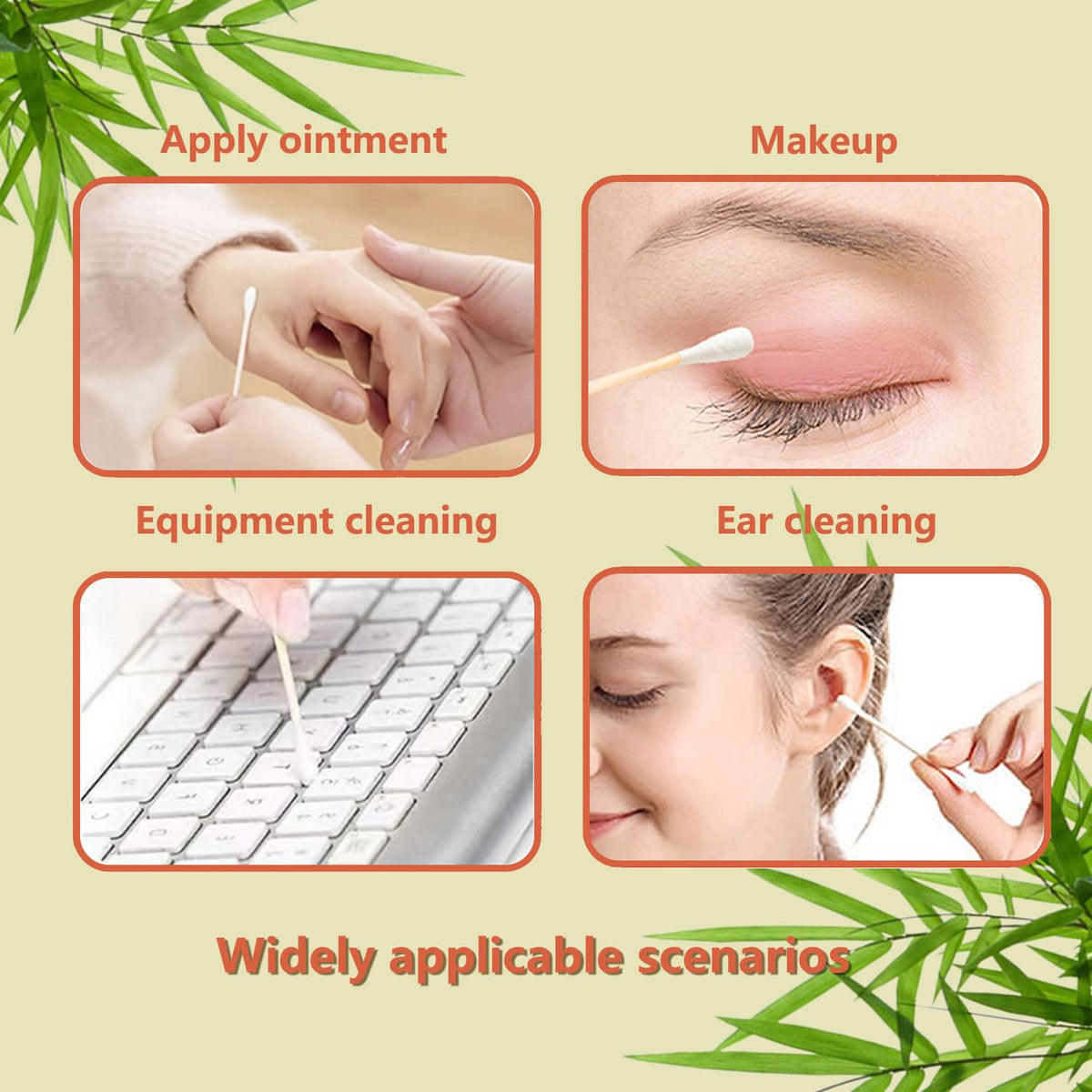 Eco-Friendly Wooden Cotton Swabs Double Tips Pack of 900 Ear Cleaning Sticks